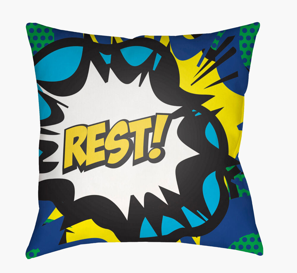 Warhol Accent Pillow — Aqua/Dark Blue