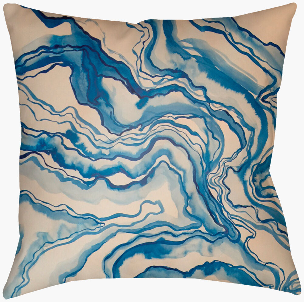 Watercolor Marble Accent Pillow — Blue/Denim