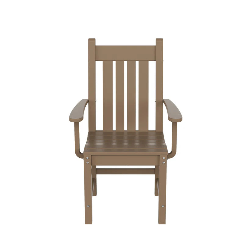 Tuscany All-Weather Outdoor Patio Dining Arm Chair Weathered Wood Seahawk Designs Patio Dining Chairs