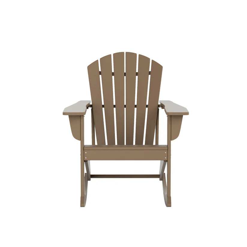 Westport All-Weather Outdoor Rocking Adirondack Chair Weathered Wood Seahawk Designs Patio Rocking Chairs