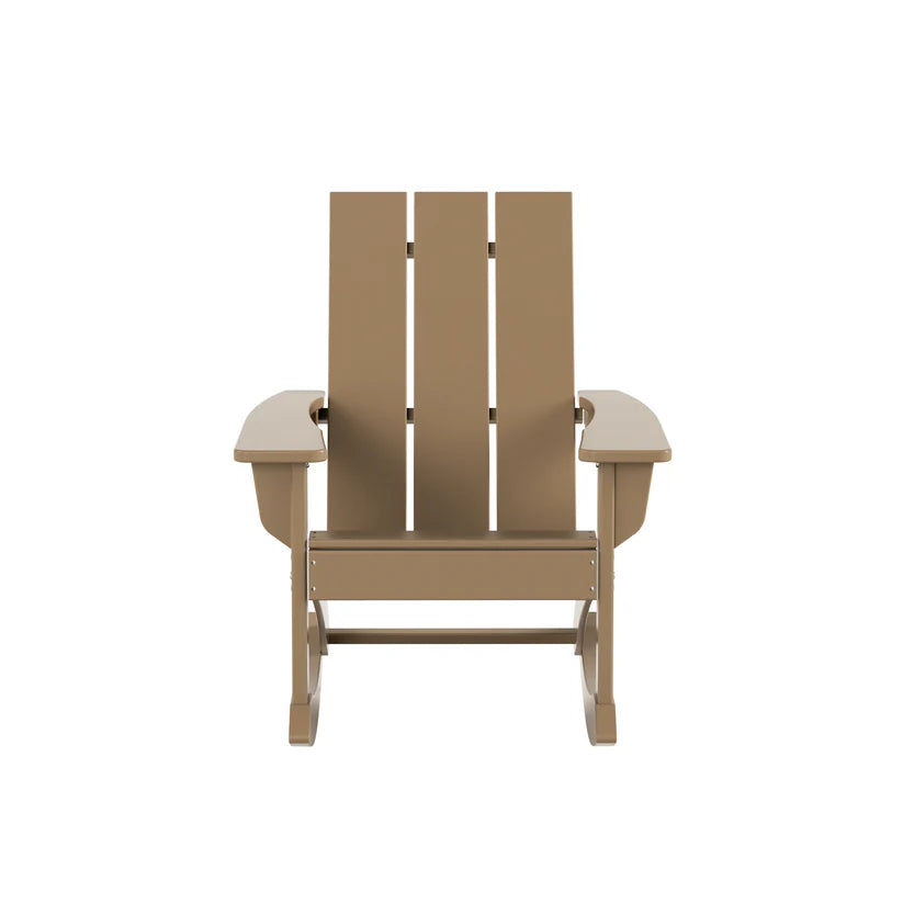 Malibu Modern All-Weather Outdoor Rocking Adirondack Chair Weathered Wood Seahawk Designs Patio Rocking Chairs