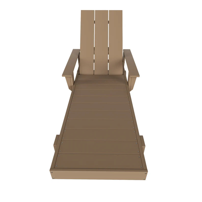 Malibu Modern All-Weather Outdoor Reclining Sun Lounger With Arm Rests & Wheels Weathered Wood Seahawk Designs Patio Chaise Lounges