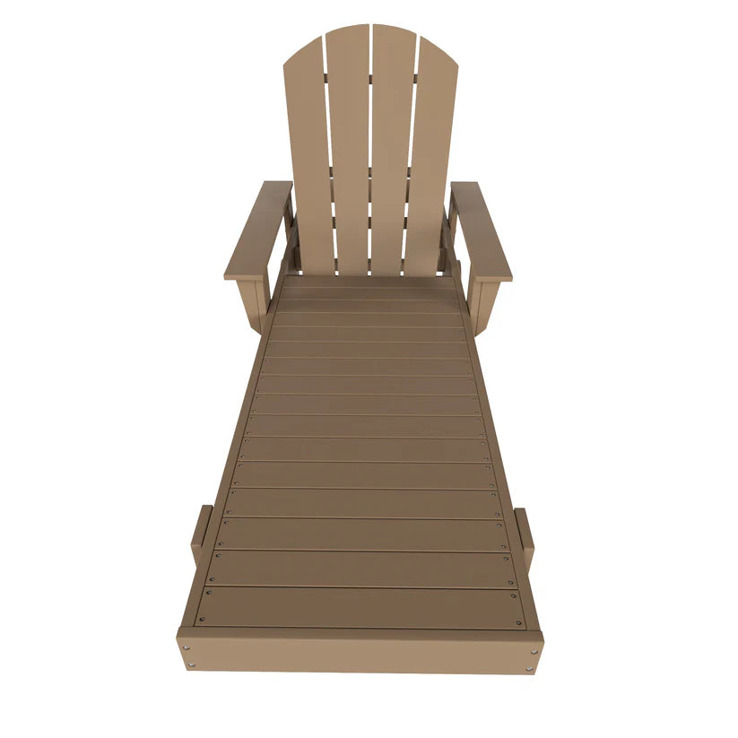 Chatham All-Weather Outdoor Adirondack Reclining Sun Lounger With Arms Rests & Wheels Weathered Wood Seahawk Designs Patio Chaise Lounges
