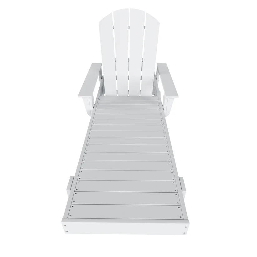 Chatham All-Weather Outdoor Adirondack Reclining Sun Lounger With Arms Rests & Wheels White Seahawk Designs Patio Chaise Lounges