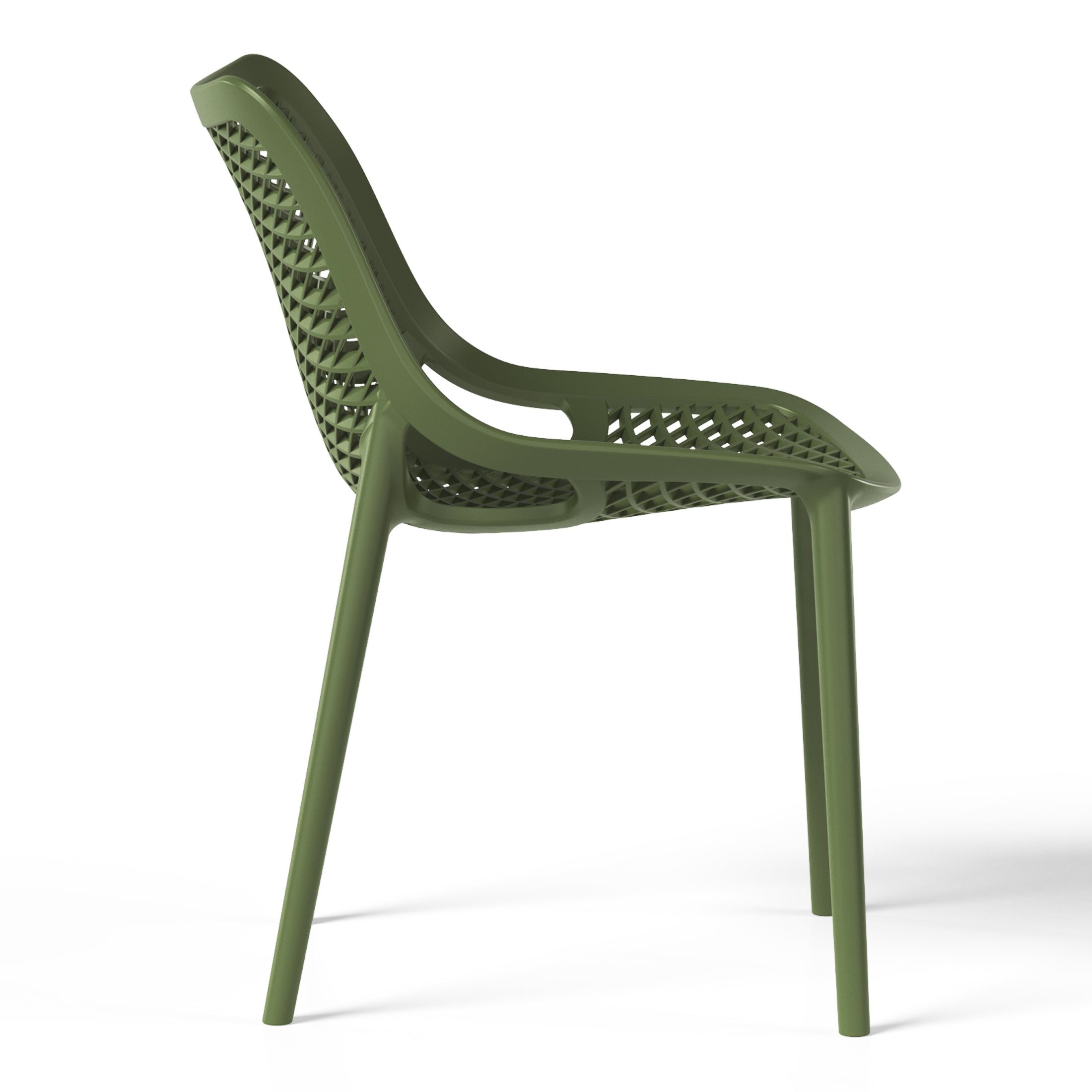 Polyform Stacking Dining Side Chair (Set of 2) Olive Green Seahawk Designs Patio Dining Chairs
