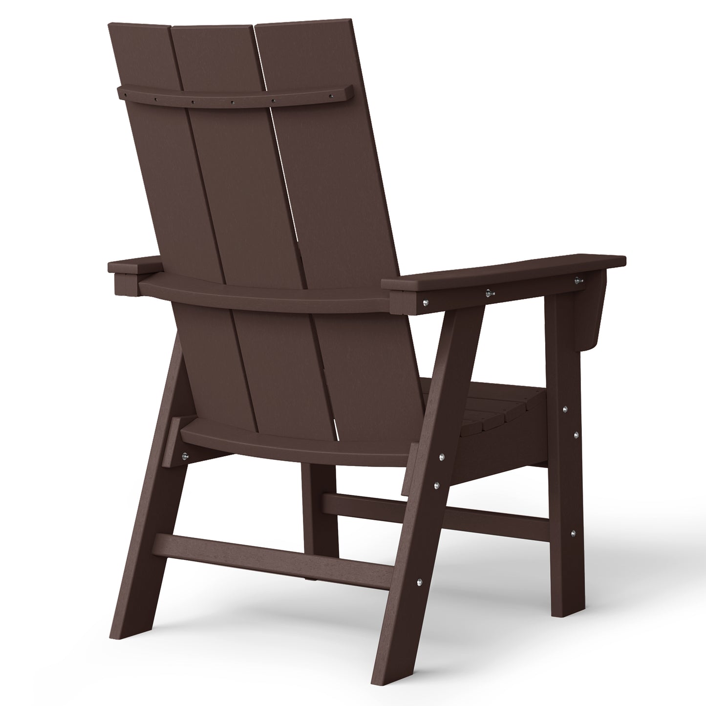 Malibu Modern All-Weather Outdoor Contoured Adirondack Dining Chair Dark Brown Seahawk Designs Patio Dining Chairs