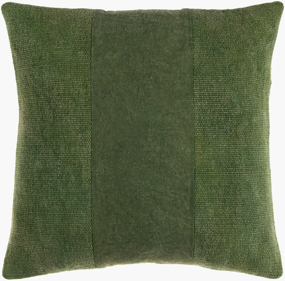 Washed Stripe Accent Pillow — Medium Green