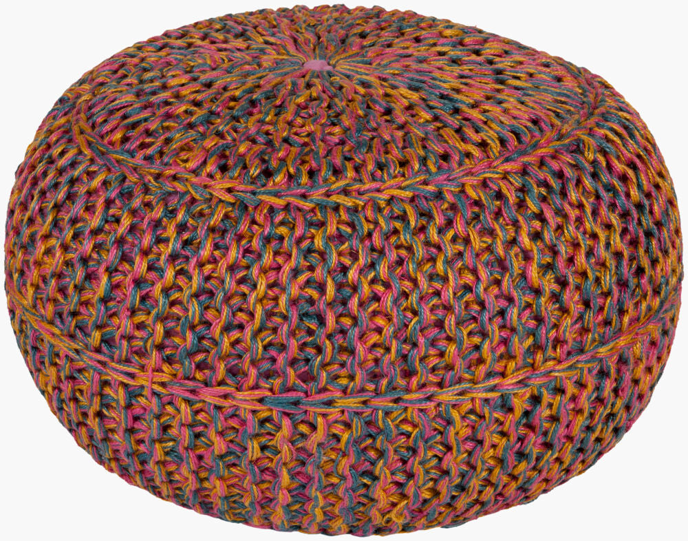 Wisteria Pouf — Light Blue/Mustard
