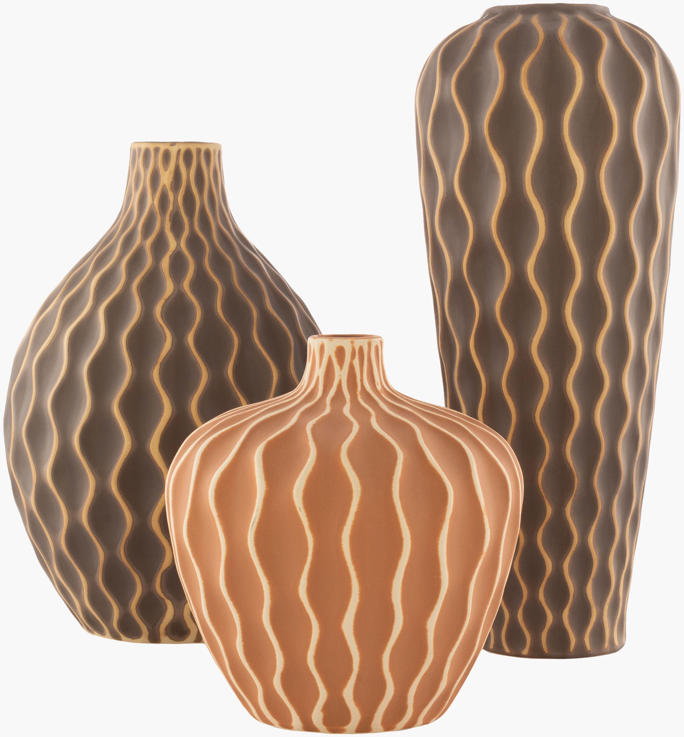 Waves Vase — Beige,Orange,Brown