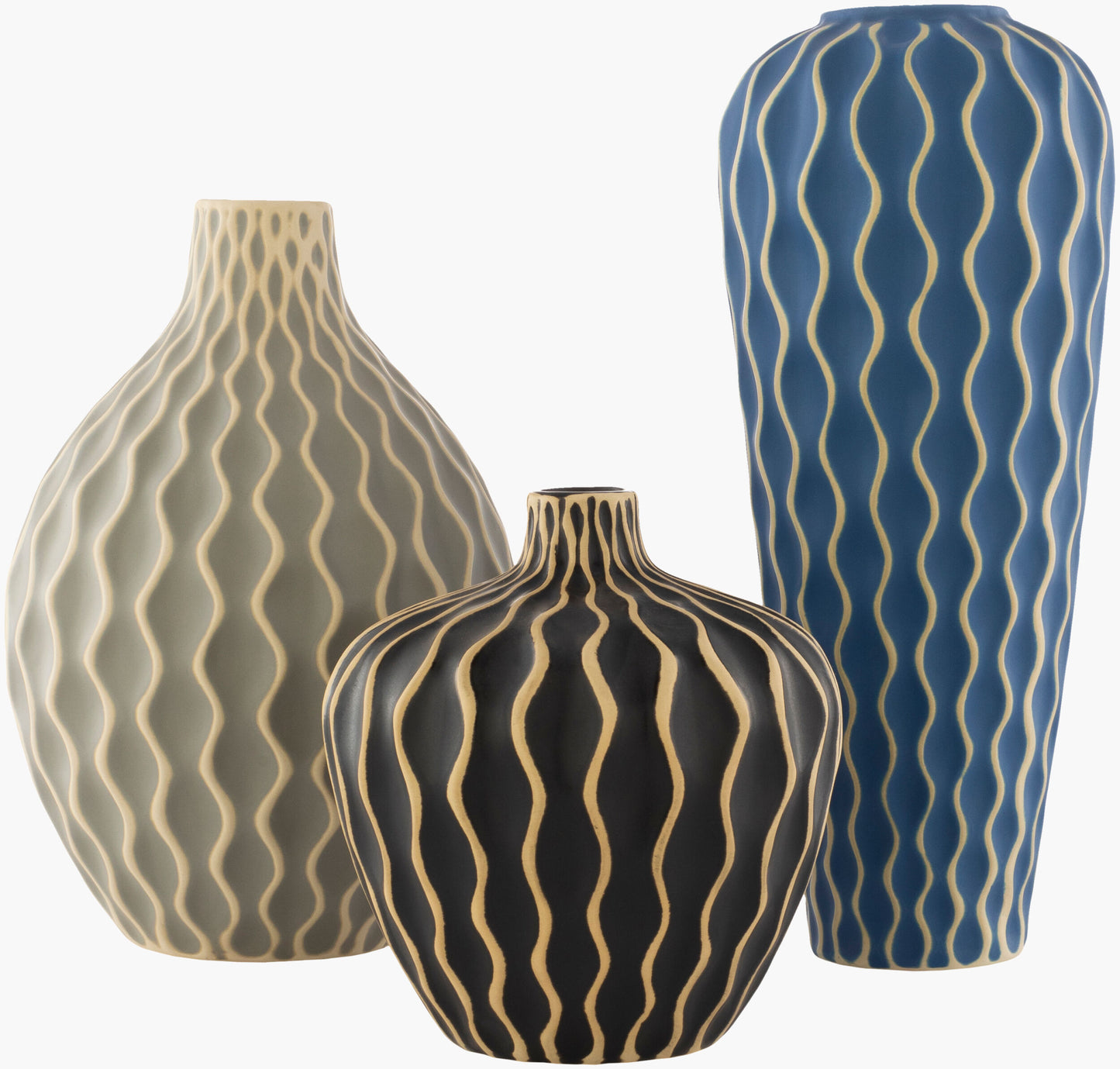 Waves Vase — Gray,Beige,Blue,Brown