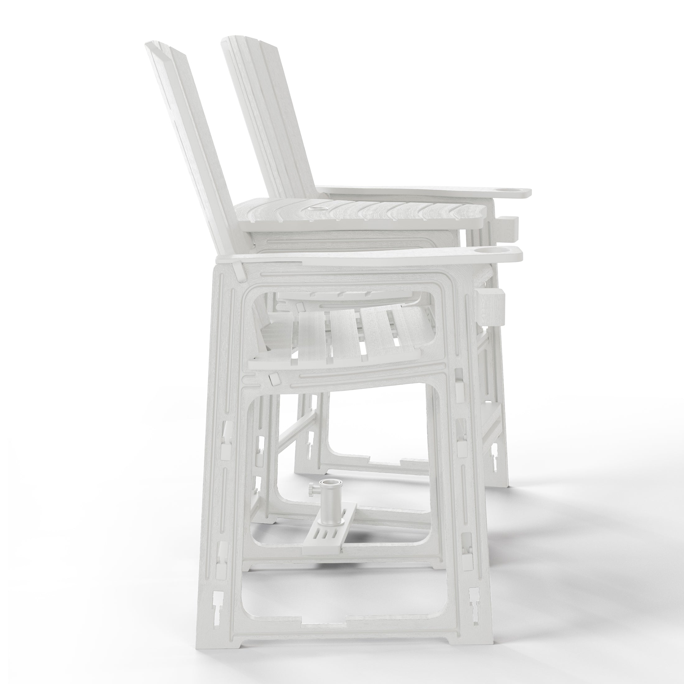 Snap’n Lock Adirondack Balcony Two-Chair Set with Connecting Wedge Table (No Tools or Hardware Required) White Seahawk Designs Patio Chairs