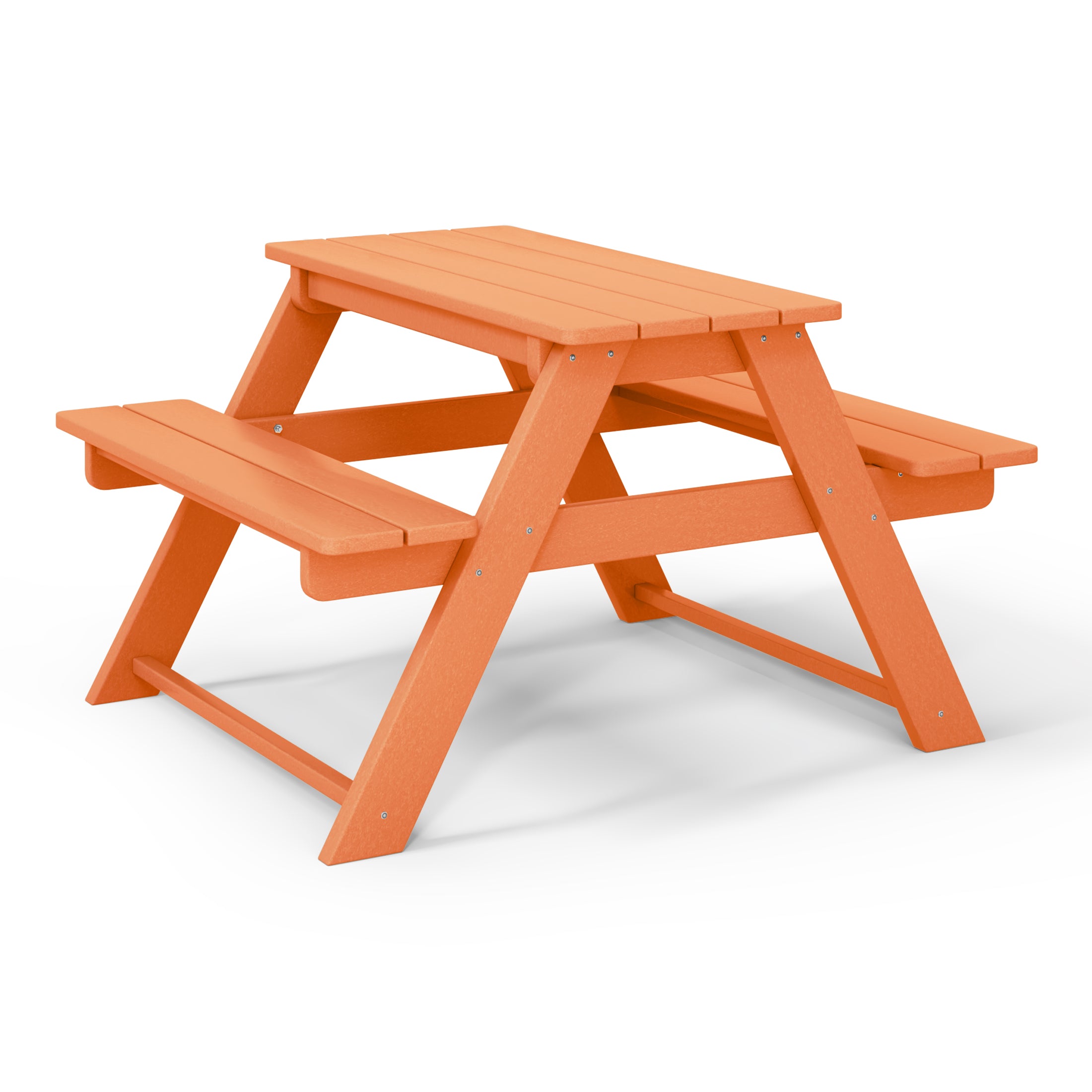 Tiny Terraces Kids' All-Weather Outdoor Picnic Table Orange Seahawk Designs Kids Picnic Tables
