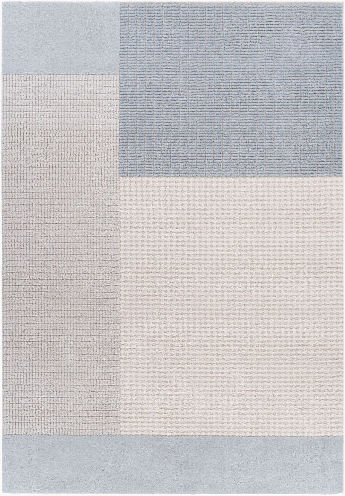 Flux Machine Woven Rug — Denim/Light Beige