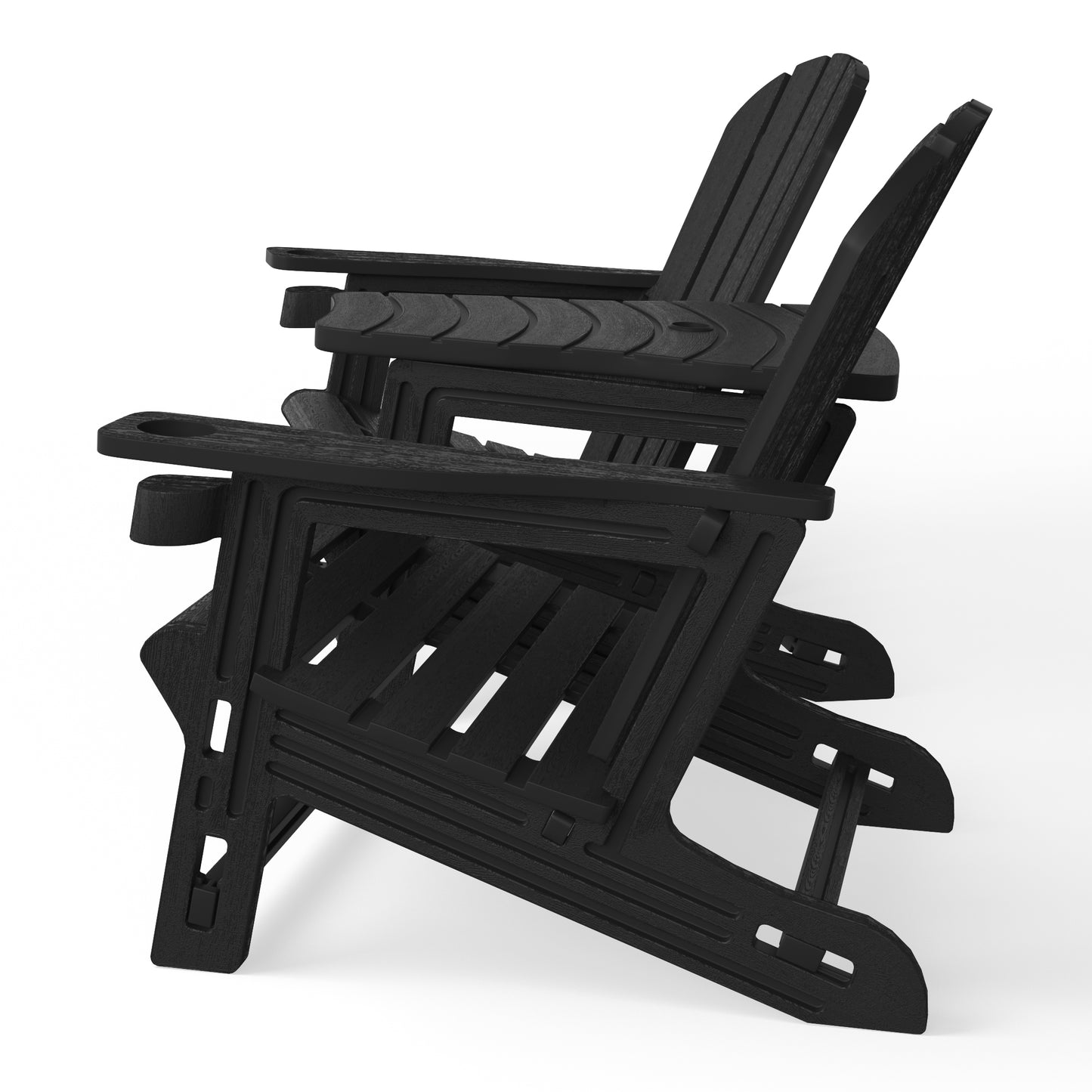 Set of Snap'n Lock Adirondack Chairs with Connecting Wedge Table (No Tools or Hardware) Seahawk Designs Adirondack Chairs