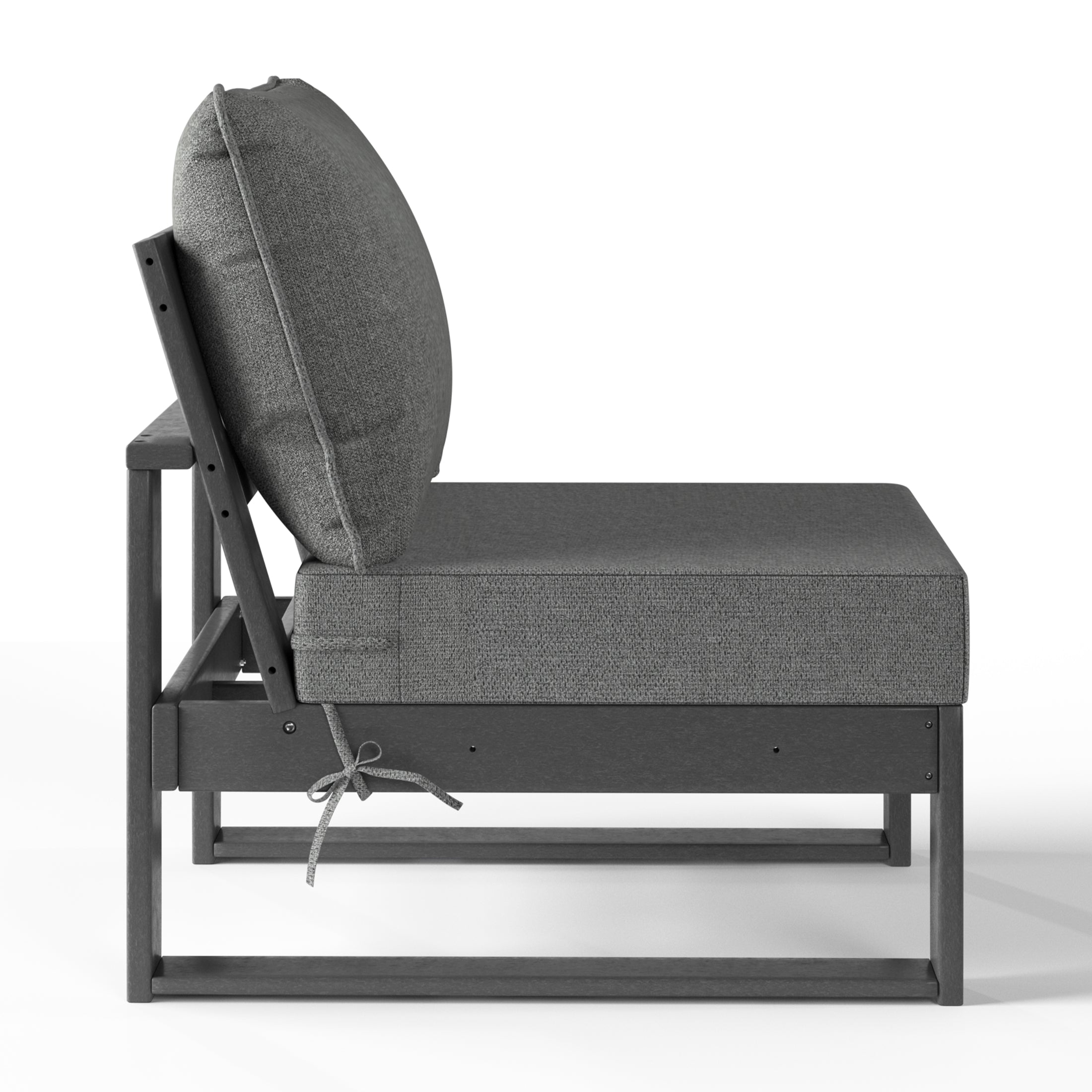 Signature All-Weather Outdoor Modular Deep Seating Cushioned Side Chair (Center Sectional Seat) Gray Gray Seahawk Designs Patio Chairs