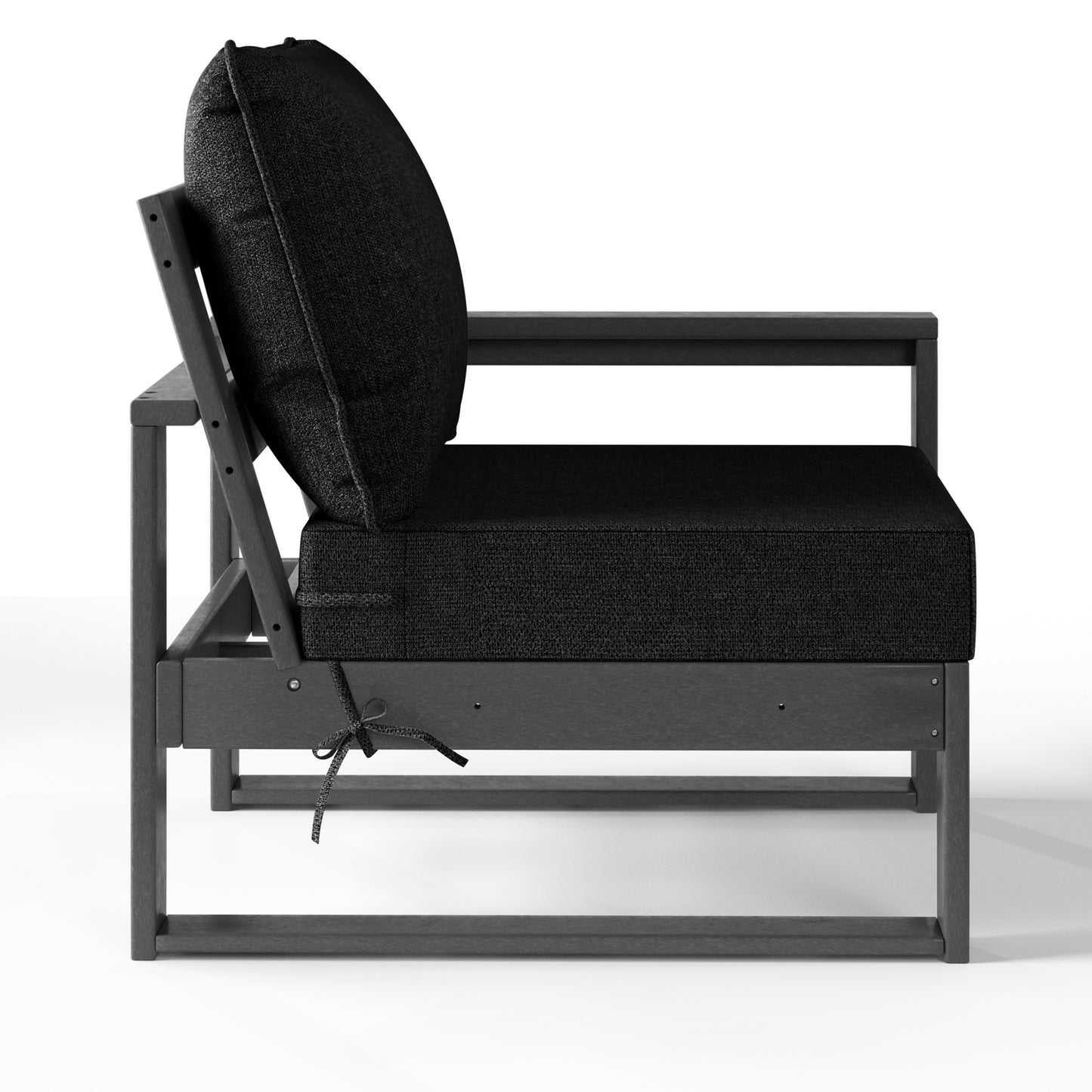 Signature All-Weather Outdoor Modular Patio Deep Seating Right Arm Chair (Right Arm Sectional Seat) Gray Black Seahawk Designs Patio Chairs