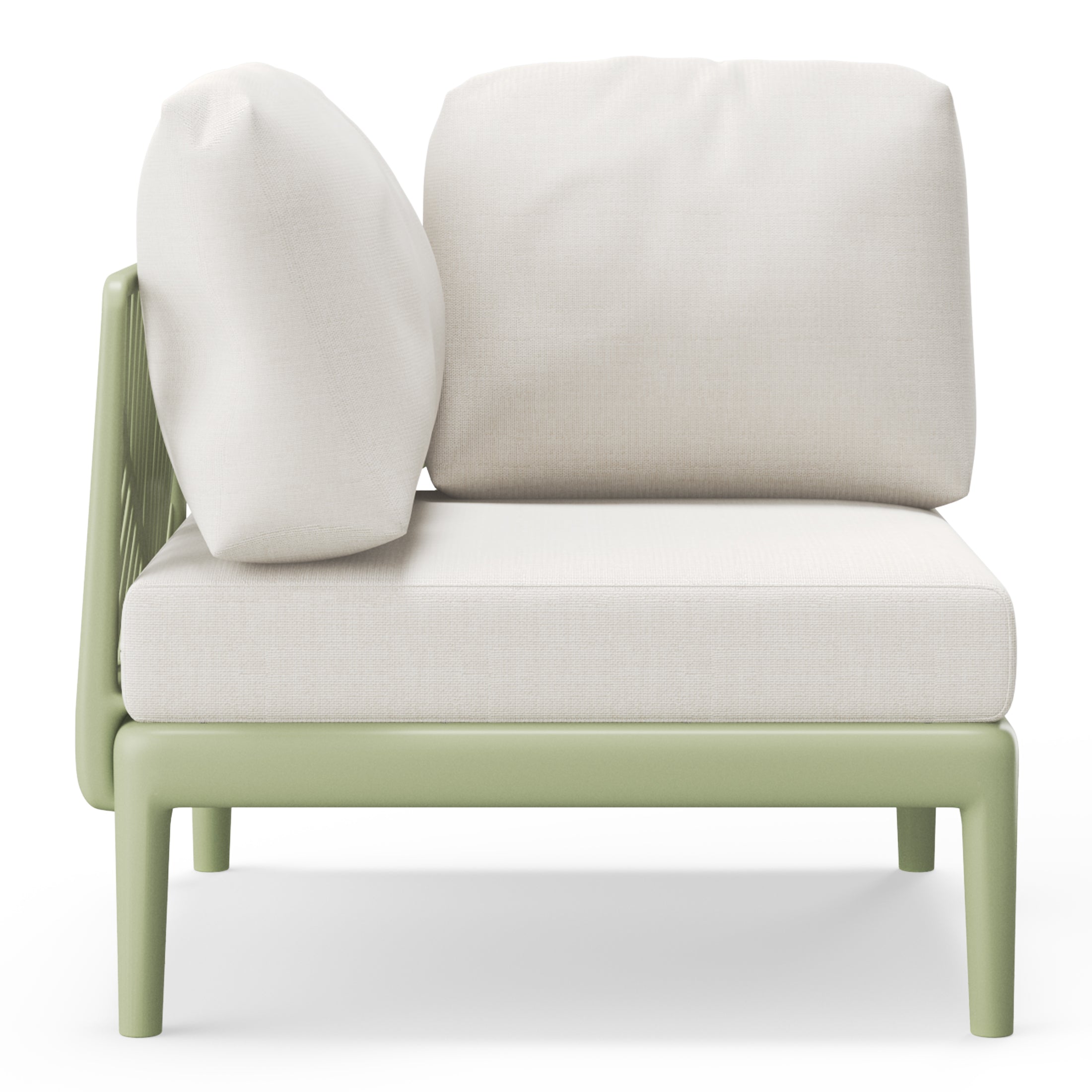 Polyform Deep Seating Corner Chair with Cushions Green Beige Seahawk Designs Patio Chairs