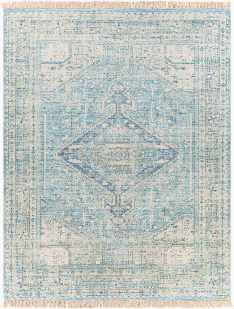 Zainab Handmade Rug — Aqua/Dark Green