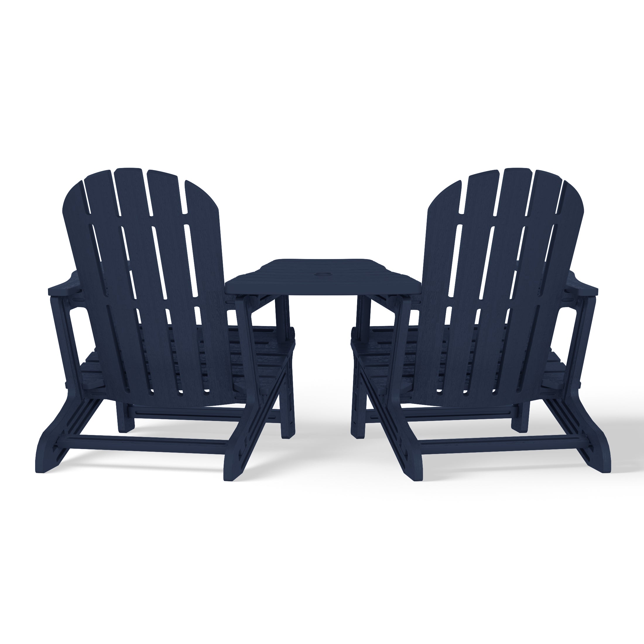 Set of Snap'n Lock Adirondack Chairs with Connecting Wedge Table (No Tools or Hardware) Seahawk Designs Adirondack Chairs