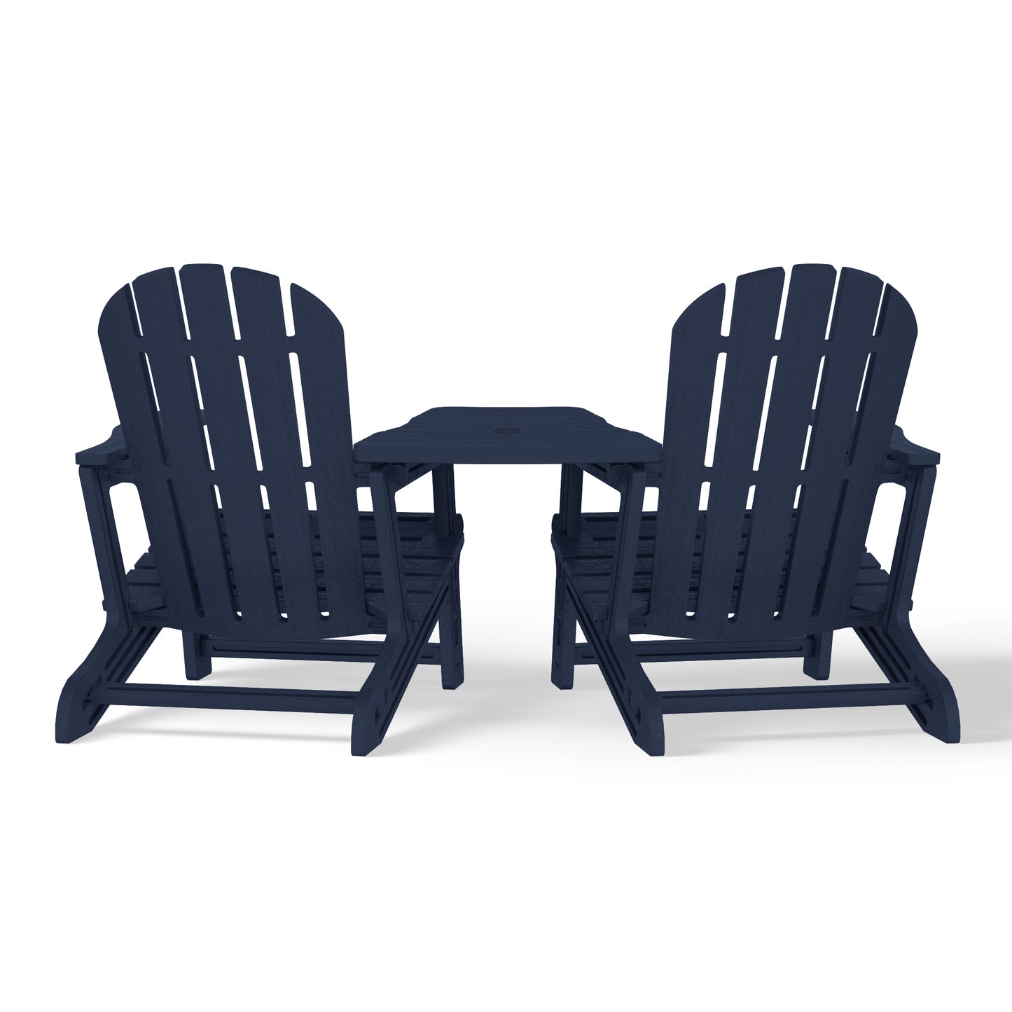 Set of Snap'n Lock Adirondack Chairs with Connecting Wedge Table (No Tools or Hardware) Seahawk Designs Adirondack Chairs