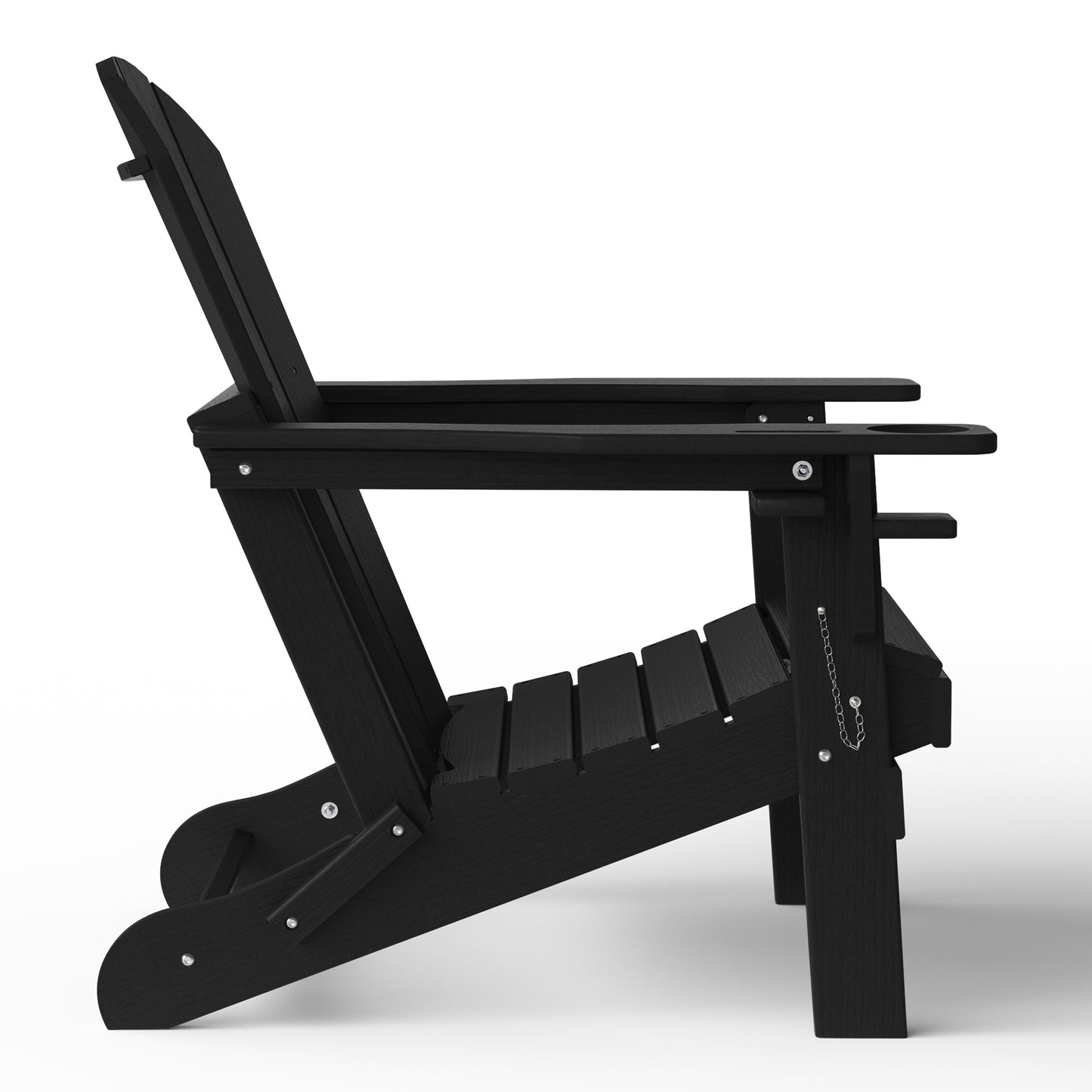 Chatham All-Weather Outdoor Folding Adirondack Chair with Cup Holder Black Seahawk Designs Adirondack Chairs